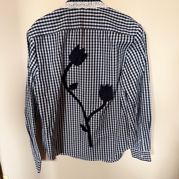 Cynthia rowley not my first rodeo black and white gingham shirt XS - Picture 5 of 8